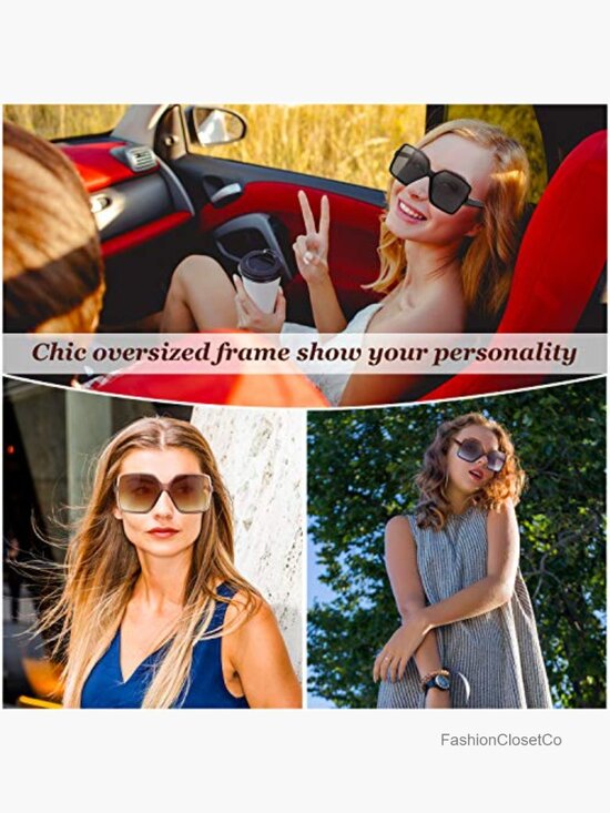 Oversized Square Sunglasses for Women Men Unisex 3 Pairs